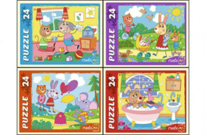 Пазлы   24 элемента 130*175мм.  "Веселые зверята" (4 вида)