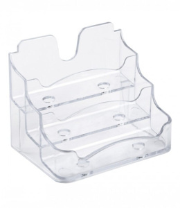 Подставка для визиток, пластик, 3 отд., прозрачная