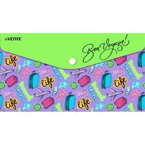 Конверт на кнопке  с рисунком 260*140 мм Bon Voyage 0,15мм, travel-size