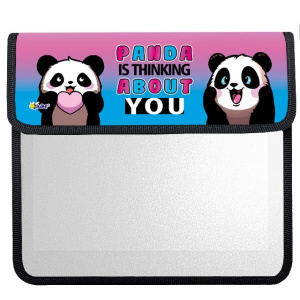 Папка д/тетрад. А5 (240*205*45) 1отд. на липучке, пластик "Эмодзи панда"