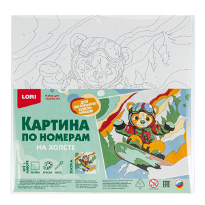 Живопись по номерам с акрилом 20*20см "Сноубордист"