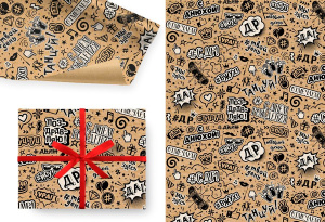 Бумага упаковочная крафт 70*100см  "#С днем рождения"