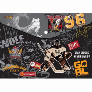 Конверт на кнопке  с рисунком А4 Ice hockey 0,15мм, 330*250мм