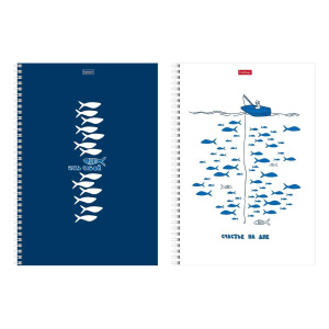 Тетрадь А4  80л кл. гребень Hatber "Рыба моя" перф.на отрыв, цв.срез, софт-тач, 2диз.