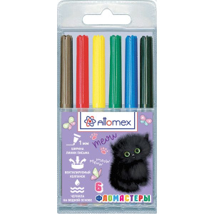 Фломастеры   6цв "Attomex. Meow Cat", вентил. колпачок, подвес