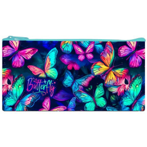 Пенал-косметичка (220*120) молния, ткань "Неоновые бабочки"