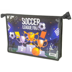 Папка д/труда А4 (325*230*100) 2отд. молния сверху, пластик "Футбольная лига"