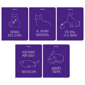 Тетрадь А5 48л кл. Полиграф Принт "Кошачье настроение" твин. УФ-лак