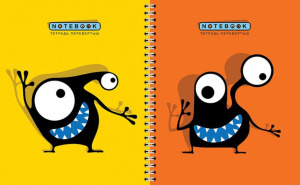 Тетрадь А5  96л кл./лин. гребень ПЗБМ перевертыш "Кляксоиды" УФ твин.лак., белизна 100%