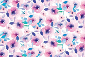 Бумага упаковочная 70*100см  "Цветы" сложенная в пакет с европодвесом