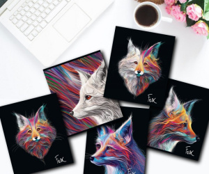 Тетрадь А5 48л кл. ПЗБМ "Фокс" софт-тач, фольга, 5диз.в блоке, бел.100%