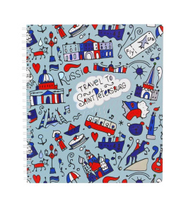 Тетрадь А5  80л кл. гребень Полином  пласт.обл. "Travel to Peterburg"