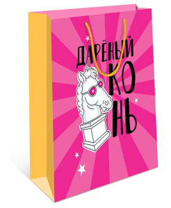 Пакет подар. бумажн. 18*23*10 см, 130гр/м Дареный конь