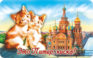 Магнит сувенирный  СПБ СПБ.Два котика.Это Питер, киска!