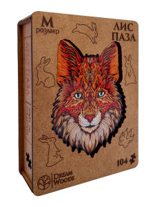 Пазлы фигурные 104 элемента 270*200мм  "Лис"