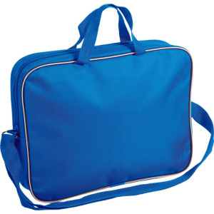 Папка А4 (350*270*70) с ручками, молния, ткань  Синяя