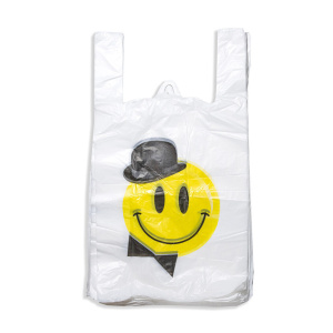 Пакет майка ПНД 28см+14см*50см 14мк Смайл белая