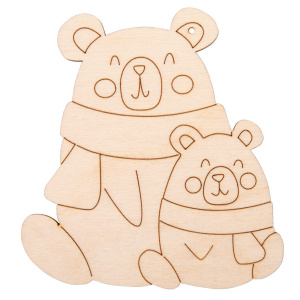 Заготовка деревянная Подвеска "Мишки" 9см