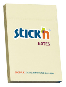 Бумага с липким краем (51*76мм)  100л, жёлтый