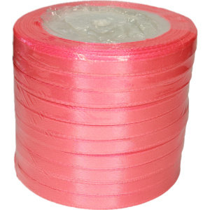 Лента упаковочная атласная  6мм, 22 м фуксия (10шт/уп)
