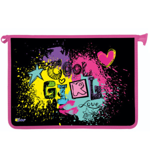 Папка д/тетрад. А4 (340*240*45) молния сверху, пластик "Яркий логотип" диз. с двух сторон