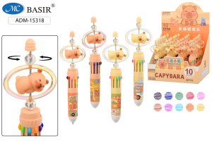 Ручка шар. многоцв.10-ти цветная, "Капибара"