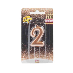 Свеча-цифра Розовое золото "2", 4,5см.