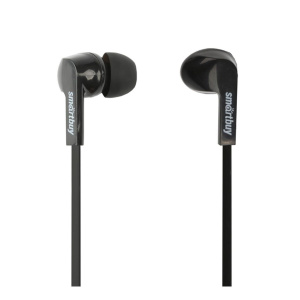 Наушники внутриканальные Smartbuy Prime, черные, динам.10мм, плоск.каб., 3 пары силик.вставок
