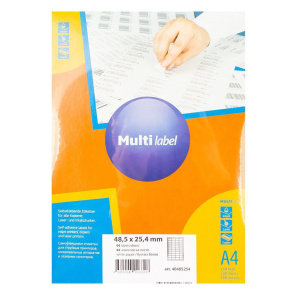 Этикетки самокл. Multilabel лист А4, 48,5х25,4мм, белые, 100 листов, 44 эт/л