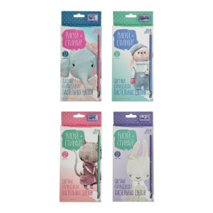 Карандаши цвет. 12цв "Рисуй и стирай. Пастельные" пластиковые с точилкой и ластиком