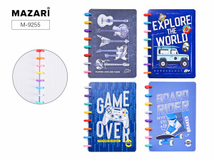 Блокнот А5 пласт.обл., на кольцах  80л "Для мальчиков" кл., 4 диз.