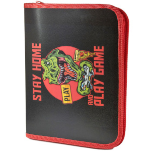 Папка д/тетрад. А5 (230*180*25) 1отд. молния вокруг, пластик "Опасный дино"