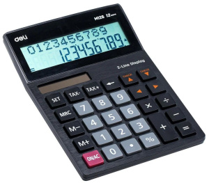 Калькулятор  12 разр. Deli   настольный, ДВУХСТРОЧНЫЙ черный