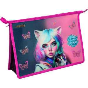 Папка д/тетрад. А4 (330*233*100) молния сверху, пластик "Miracle" с искрящей фактурой