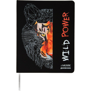 Дневник универсальн. обл. кожзам, тв.пер. "Wild Power" , шелкография, 48л,ляссе