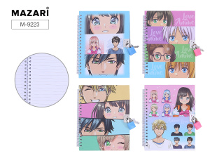 Записная книжка с замочком 13*18см  48л. "Аниме"