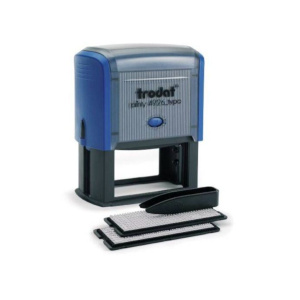 Штамп самонаборный 4 строки, синий, рус., подушка синяя, с 1 кассой