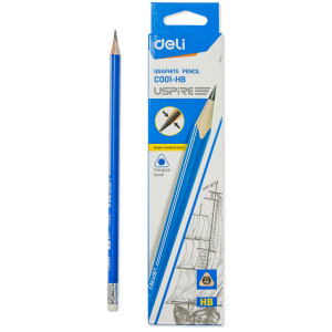 Карандаш Deli Uspire НB трехгран.корпус с ластиком