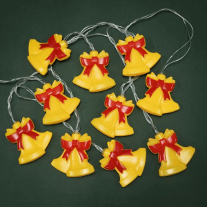 Гирлянда на батарейках с насадками  2м 10LED "Колокольчики" 220В, шампань