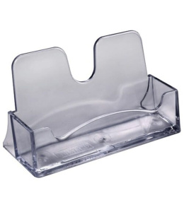 Подставка для визиток, пластик, тонированная серая