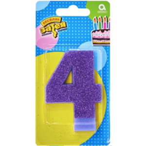 Свеча-цифра "4", Глиттер 8см