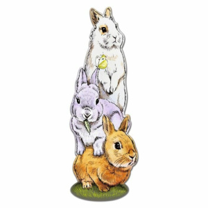 Закладка картонная фигурная "Кролики на лужайке" мат.лам.