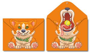 Конверт на кнопке  с рисунком А4 Корги, двустор.печать