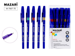 Ручка шар. MAZARI RISTO синяя, масл.осн., 0,7мм, игольч.након., стержень 137мм