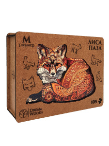 Пазлы деревянные 105 элементов 270*200мм  "Лиса"