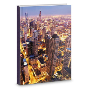 Тетрадь А4 7БЦ 200л кл. сшивка "Ночной город" мат.лам., тисн.фольгой