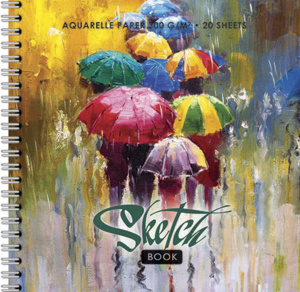 Скетчбук 200*200мм  20л., гребень, 300гр/м2 "Зонты"