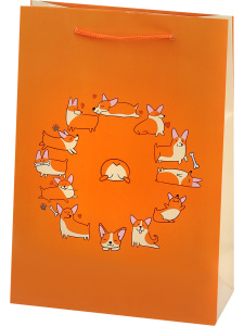 Пакет подар. бумажн. 22*31*10 см 128гр/м2  Корги