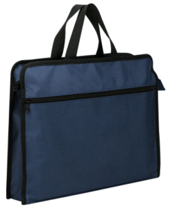 Папка - портфель  А4 2 отд. на молнии ткань синяя