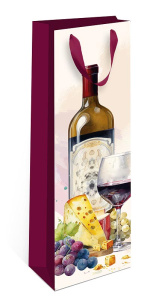 Пакет подар. бумажн. 36*12*8 см (под бутылку) "Вино"